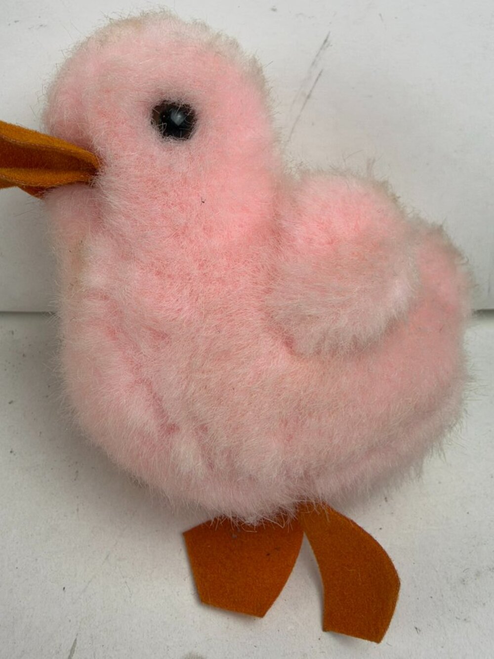 Vintage Pink Chick Duckling Plush Squeak Toy Easter Fuzzy Bird 3.5"